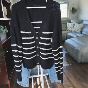 Sanctuary Black and White Striped Cardigan
